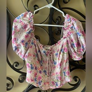 ASTR The Label Corset Pink Floral Top Medium